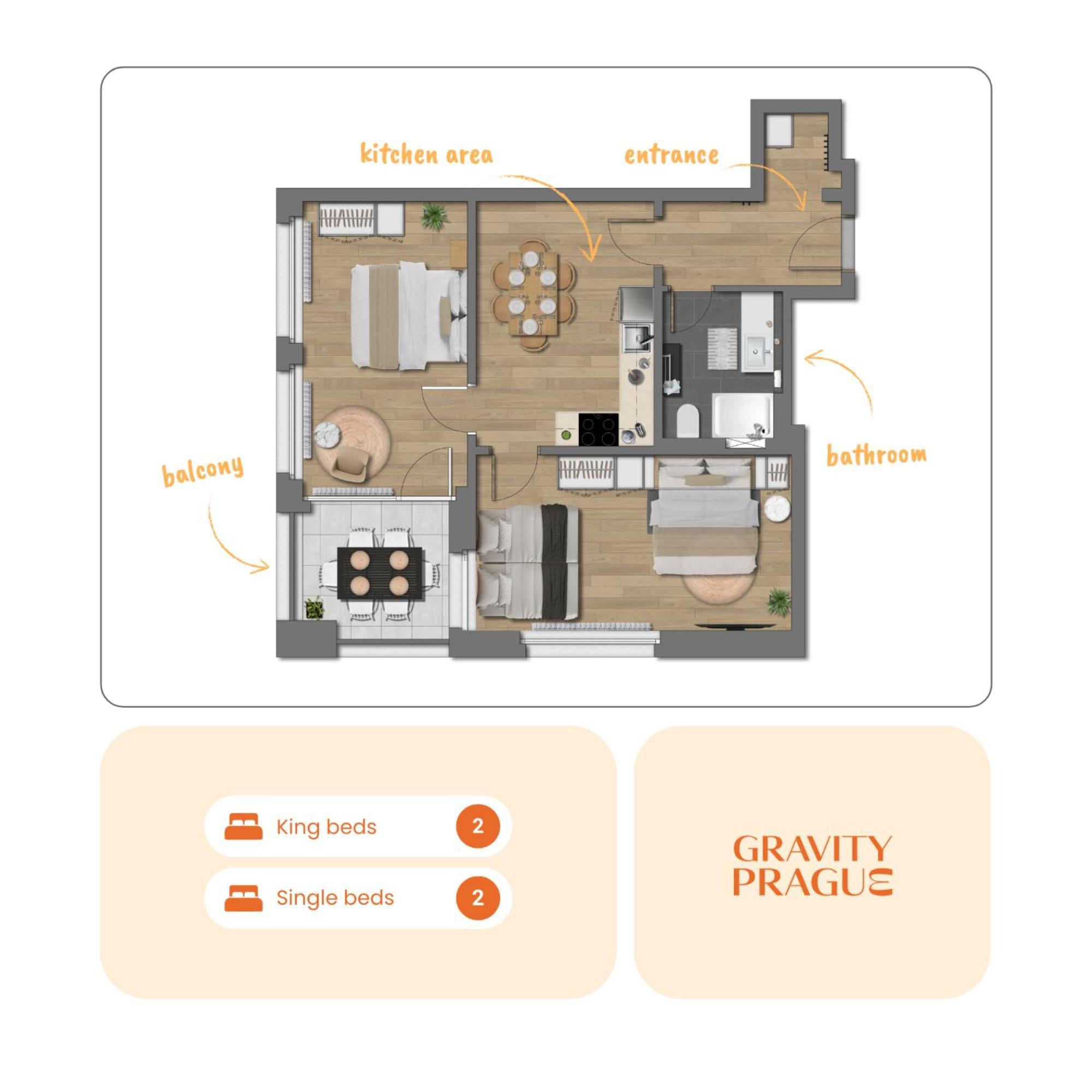 Bright 2Br - 8Th Floor, Balcony, Free Parking - By Gravity Prague Apartment Екстериор снимка
